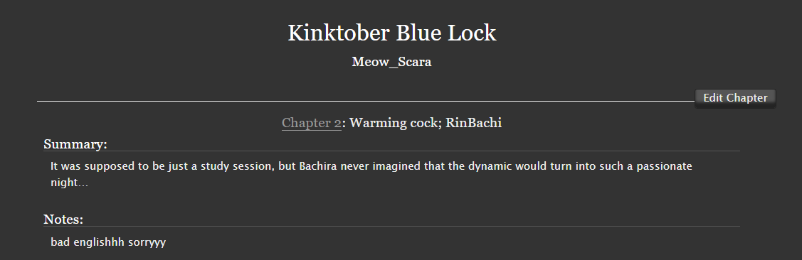 Manjir0Xt's tweet photo. CHAPTER 2!! Kinktober Blue Lock by Meow_Scara - Blue Lock (Manga), Blue Lock (Anime) https://t.co/MKMbtJBVqX via @ao3org https://t.co/FzRIzVDOfN