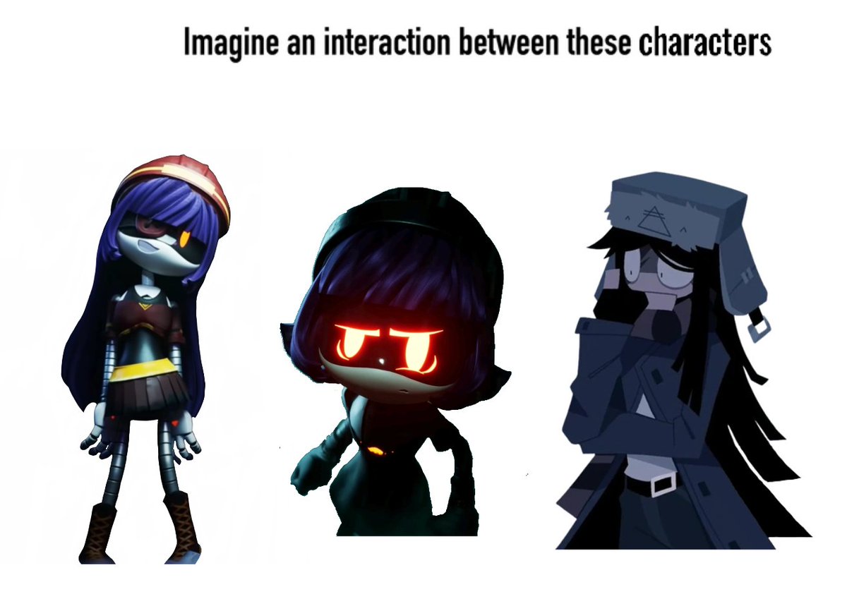 kimorahsmith679's tweet photo. Imagine an interaction between Doll, Yeva and ∆iden/Aiden
#murderdrones #md #doll #yeva #fundamentalpapereducation #fpe #fpeverse #nonfpe #dangerousforest #aiden #fpeaiden #aidenfpe #meme #memes #fyp #fypシ゚ #fypage #foryoupage #crossover #xover #interact #interaction https://t.co/Zh5e4GZgsu