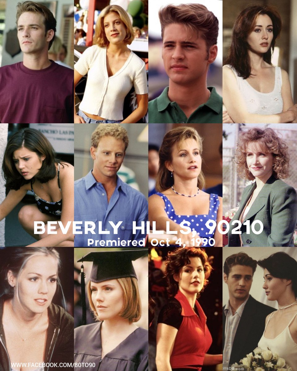 back21980s's tweet photo. On this day Beverly Hills, 90210 (often referred to as 90210) premiered . American teen drama television series created by Darren Star and produced by Aaron Spelling via his production company Spelling Television. The series ran for 10 seasons on Fox from October 4, 1990, to ... https://t.co/ajISBNIChy