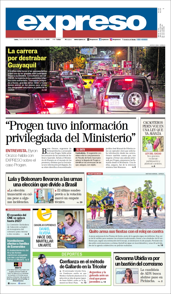Expresoec's tweet photo. #PortadaExpreso | ¡Buenas noches, lector! Esta es la portada de mañana, 05 de octubre. Puedes encontrar este diario en nuestros puntos de venta o suscribirte aquí 📲https://t.co/7HyNicwvVd https://t.co/sEL1RDFOLY