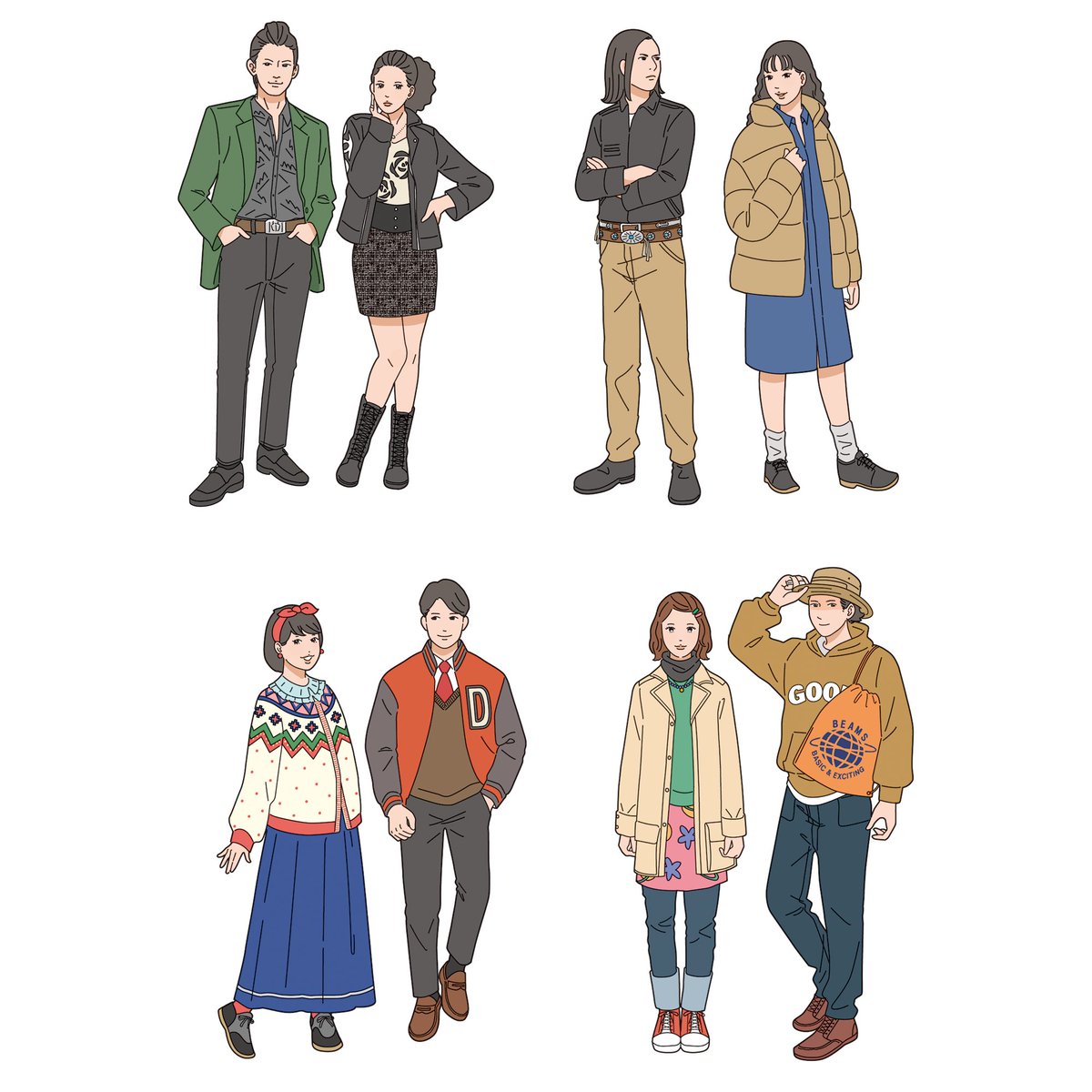 yuksyas's tweet photo. 小学館『DIME』2026年1月号、昭和平成カルチャーの特集記事に寄せたイラストです。こういうの流行ったな〜と懐かしい気持ちで描きました。それぞれ、モデルにした当時人気の芸能人がいますが、わかるでしょうか…？
#イラスト #illustrationㅤ #イラストレーション https://t.co/BmcjgmduUy