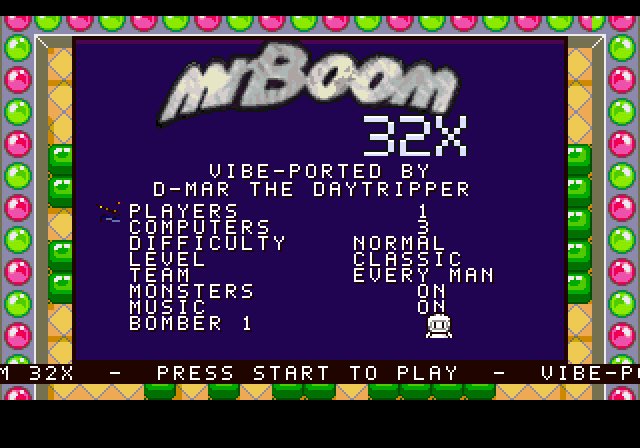 Dmardaytripper's tweet photo. Vibe-porting a bomberman clone for the Sega 32X. Wish me luck cause omgaaaah the sprites are a challenge full of bugs! 😫 also, need someone to test the multi tap feature for 3-8 players to see if it works.
#MrBoom
#Sega32X
#VibeCoding
#AiHands
#Bomberman
#OpenSource
#Homebrew https://t.co/NkrhMB2mT8