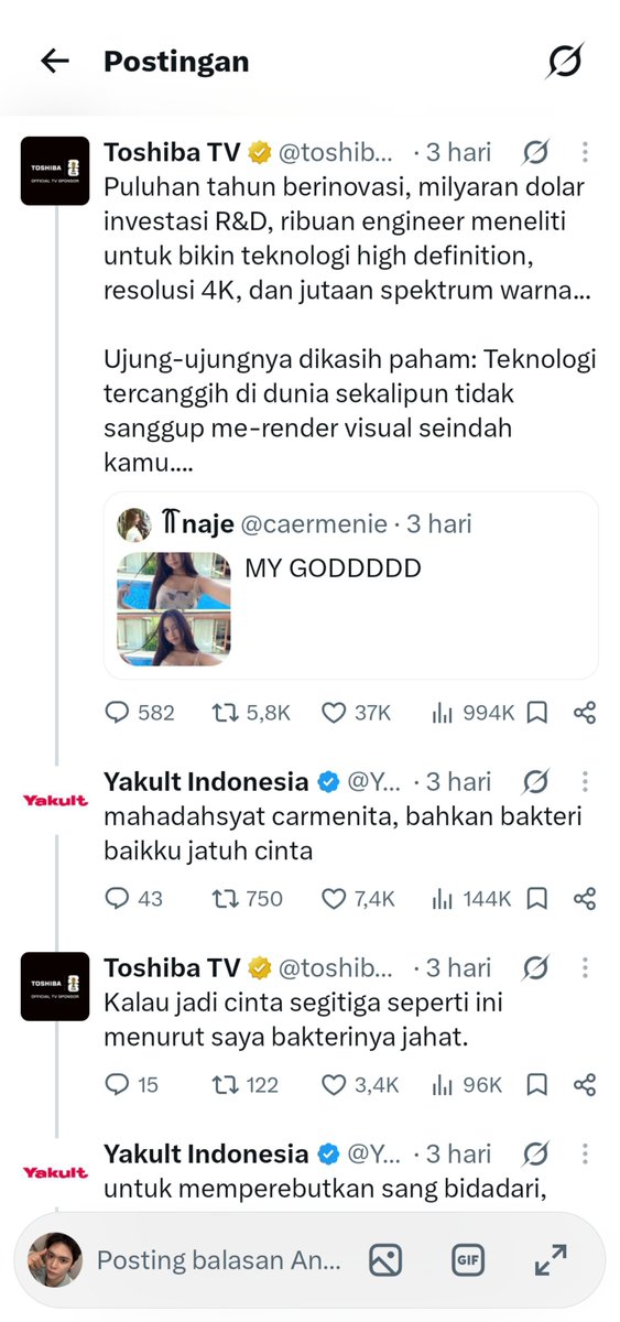 PebbyII's tweet photo. Izin jelasin. Admin Tv ngetweet carmen dan postingannya rame banget dapet 37k likes 994K viewers. Fans carmen komen poster open donasi. Akhirnya admin Tv ikutan kasih uang buat donasi ini sebagai bentuk dukungan karena mungkin postingan nya rame.BUKAN OPEN DONASI VOTE DIAKUN TV!! https://t.co/RilsfwnMRS
