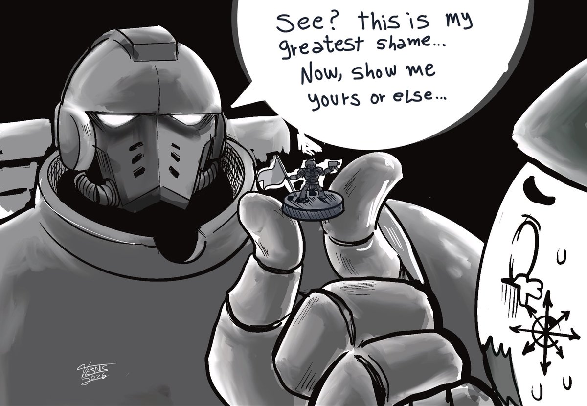 okaocomics's tweet photo. Show me you gray pile of shame! #inktober2026 #spacemarine miniature. Better late than never https://t.co/D2iNVn7Qww