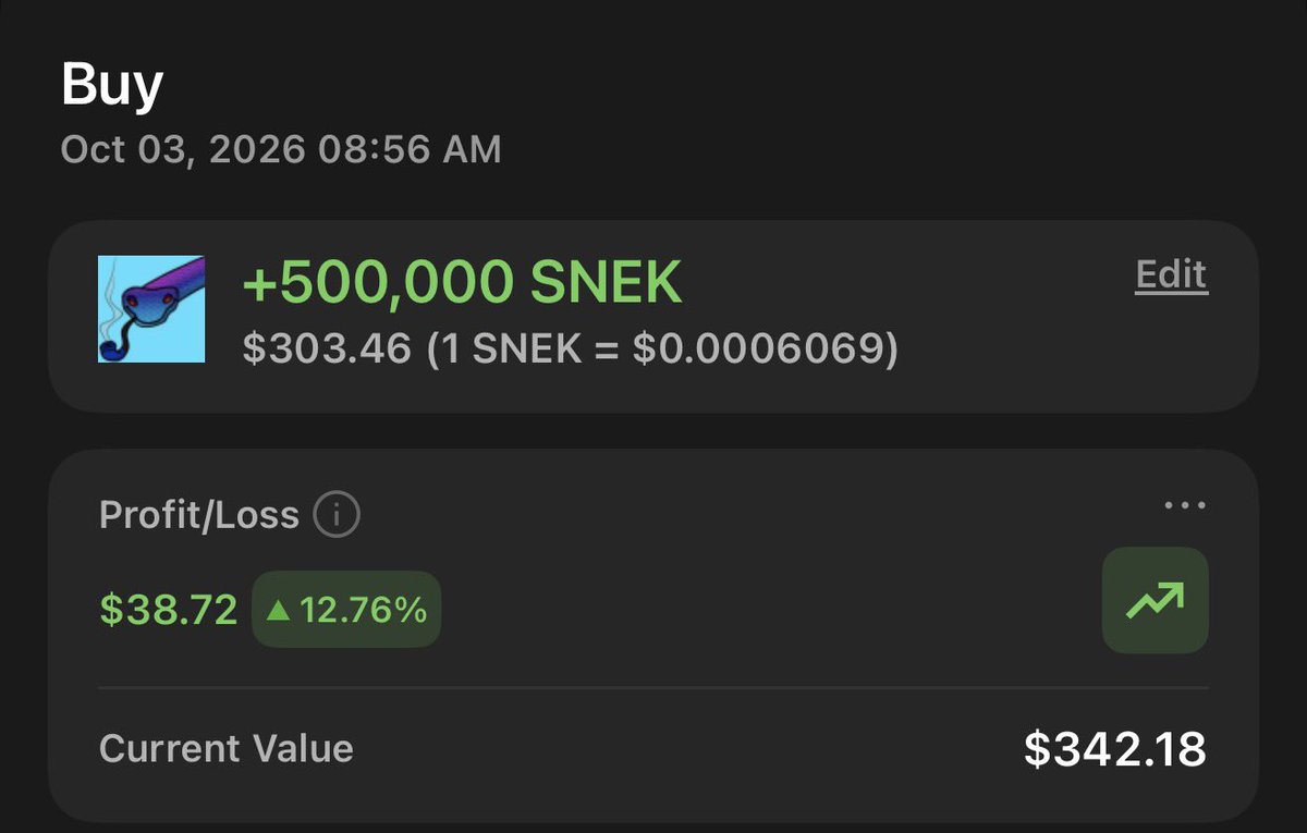 CryptogamerFTW's tweet photo. You see why you buy the dips? Up 12% already on most recent dip! And this is just one buy there was many more! Enough questioning whether the bull is here or not! STACK THE snek:native https://t.co/hYJhhW7xMS