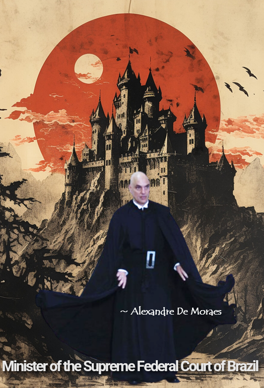 AwakenedOutlaw's tweet photo. The wholly corrupt Brazilian Supreme Court justice Alexandre de Moraes knows full well that Senator Flavio Bolsonaro beating Lula to the Presidency would be like driving a wooden stake through his putrid heart. https://t.co/AwDXHZ1LW9