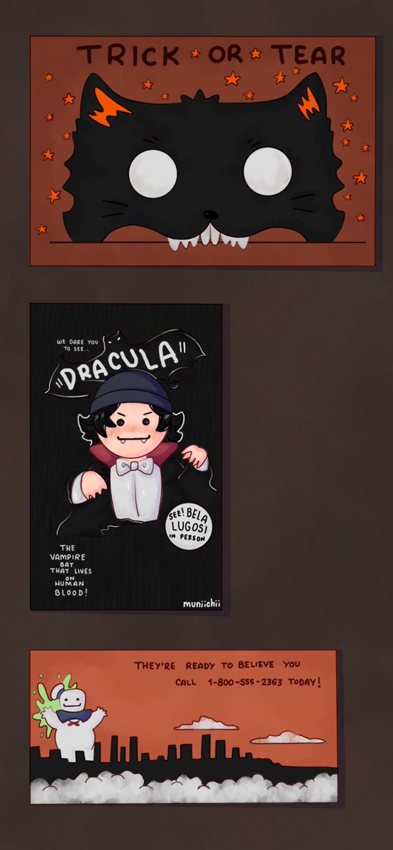 muniichii's tweet photo. Día 4 #Quacktober #quackityfanart 
No me decidía por una película en específico, así que mejor una pared con muchos posters de películas de halloween 🎃 https://t.co/vuTtCSTNpf