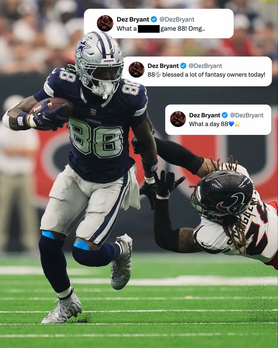 dallascowboys's tweet photo. 88 love is different 💙

#DALvsHOU | @DezBryant https://t.co/Kx0cWfvN9r