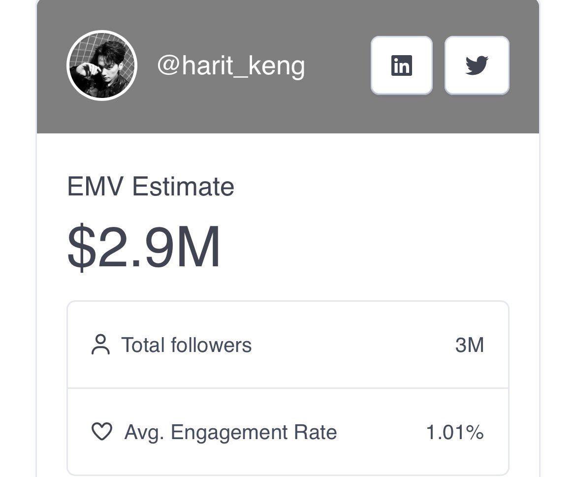2KengOFCTH's tweet photo. 📊 UPDATE | EMV — #KengHarit 

KENG NAMPING IN PARIS FW27
─ #SchiaparellixKENGNAMPING

⭐️ EMV Estimate : $2.9M
📲 Avg. Engagement Rate : 1.01%

#Schiaparelli #KengNamping https://t.co/NaClP57swY