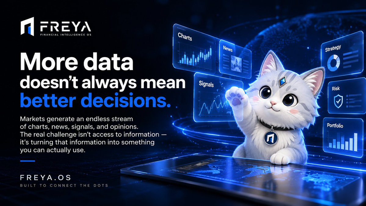 Freya_ofc's tweet photo. More data doesn’t always mean better decisions.
Markets generate an endless stream of charts, news, signals, and opinions. The real challenge isn’t access to information — it’s turning that information into something you can actually use.
That requires context, strategy, and risk awareness working together.
This is where financial intelligence begins.
FREYA.OS — built to connect the dots.
#FREYA #FREYAOS #FinancialIntelligence #AI #GlobalMarkets