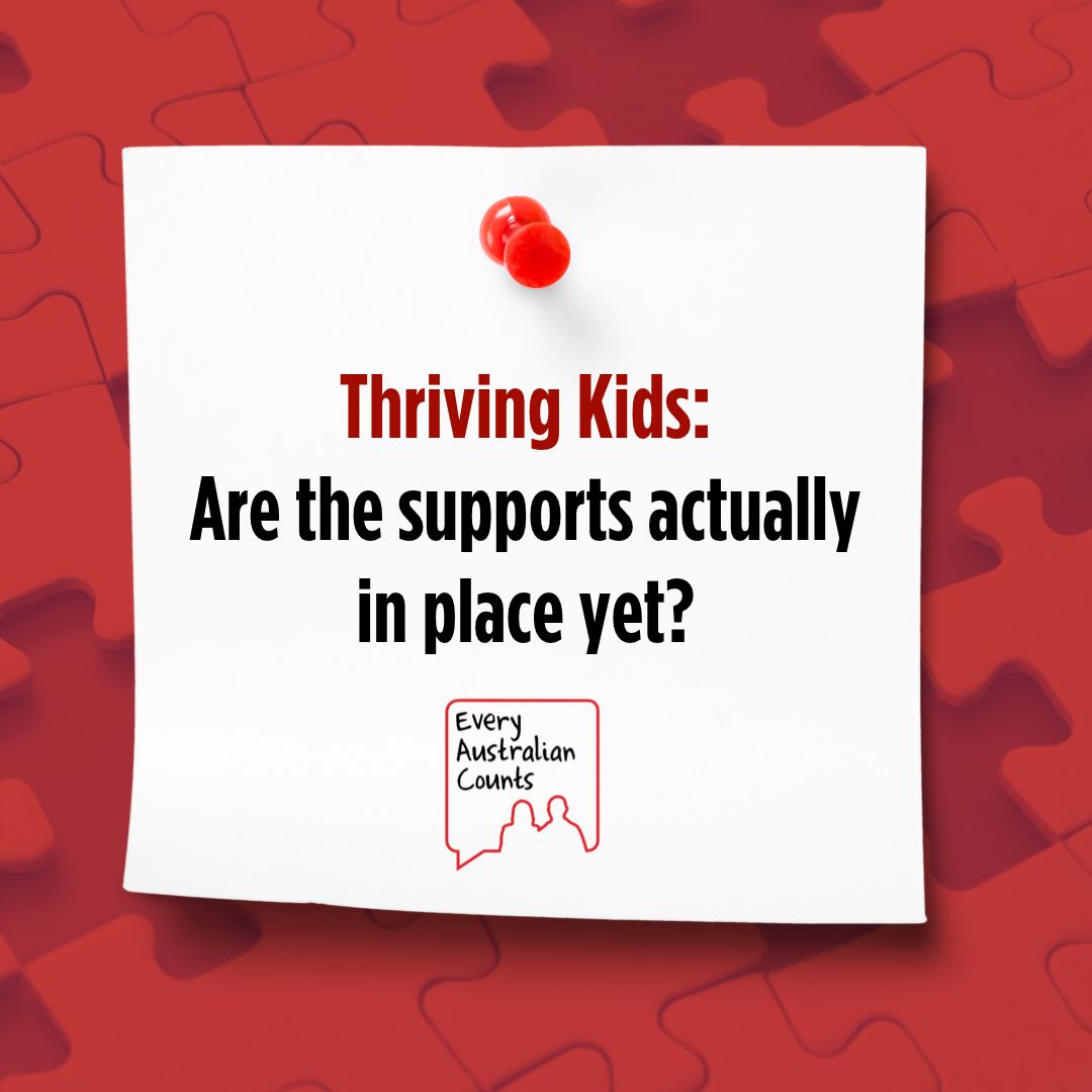EveryAustralian's tweet photo. Thriving Kids is beginning to roll out.

But are the supports actually there?

Where? Who can access them? What are the wait times? What happens when the alternative isn’t available?

Build it before you remove it.

📣 https://t.co/wlyiBm9rLo

#ProtectOurNDIS https://t.co/Orbw8V8lSk