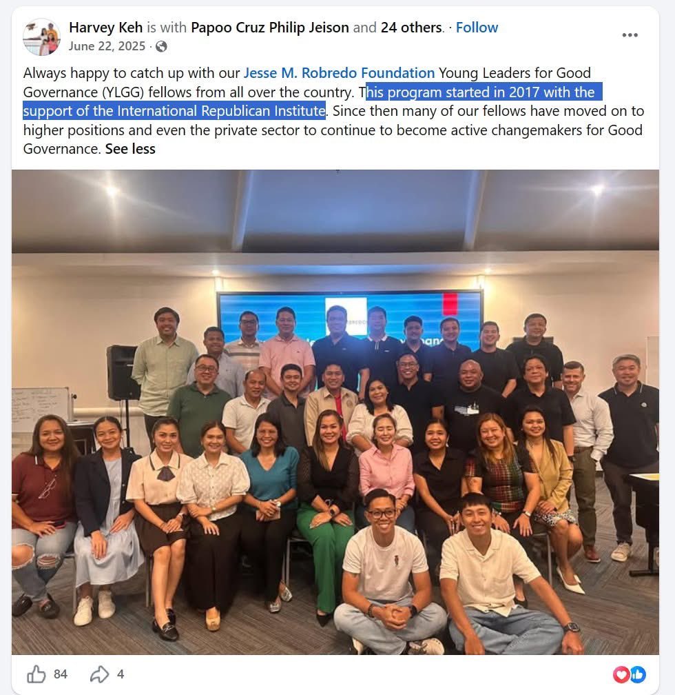 angeloinchina's tweet photo. HOW FOREIGN MONEY HIJACKS PHILIPPINE SOCIETY

The Jesse M. Robredo Foundation is the family foundation of the late Interior Secretary Jesse Robredo. 
Its Young Leaders for Good Governance program was launched with the International Republican Institute, or IRI.

IRI is closely connected to the National Endowment for Democracy (NED), which is funded by the U.S. Congress.
And this is where things get interesting.

NED >
NED was created in 1983, with former CIA Director William Casey involved in its early development. In 1991, one of NED’s own co-drafters, Allen Weinstein, openly said: “A lot of what we do today was done covertly 25 years ago by the CIA.”

Different institution. Different language. 

But the basic idea is still to use American government money to support political and civil society networks abroad under the banner of democracy and good governance.

In the Philippines, one of those channels runs through IRI and into programs connected to the Robredo foundation.

The Young Leaders for Good Governance program trains young Filipino mayors, vice mayors and councilors. This isn't simply an election campaign donation. It is something potentially more influential in the long run: training and networking for people who are already in local government and may go on to bigger positions.

The foundation itself highlighted YLGG fellow Sylvester Austria after he was elected mayor of Jaen, Nueva Ecija.
And this isn't the only foreign funding channel.

The foundation's mayor fellowship has also been conducted with Konrad-Adenauer-Stiftung Philippines, a German political foundation.

So you have American money and European political foundations supporting similar “good governance” and leadership programs for Philippine local officials.

The chain is pretty straightforward:
U.S. taxpayers → U.S. Congress → NED → IRI → YLGG training → young Filipino local officials → some eventually move into higher local positions.

I'm not saying every person who participates in these programs is a foreign puppet. That would be far too simplistic.
The bigger question is who gets access to these networks, who funds the training, what ideas are being promoted, and how these relationships shape the next generation of Philippine political leaders.

Because once foreign governments and political foundations are helping decide who gets trained, connected and promoted through “good governance” networks, it's no longer just about a seminar.

It becomes part of the political ecosystem.

And that deserves much more scrutiny.