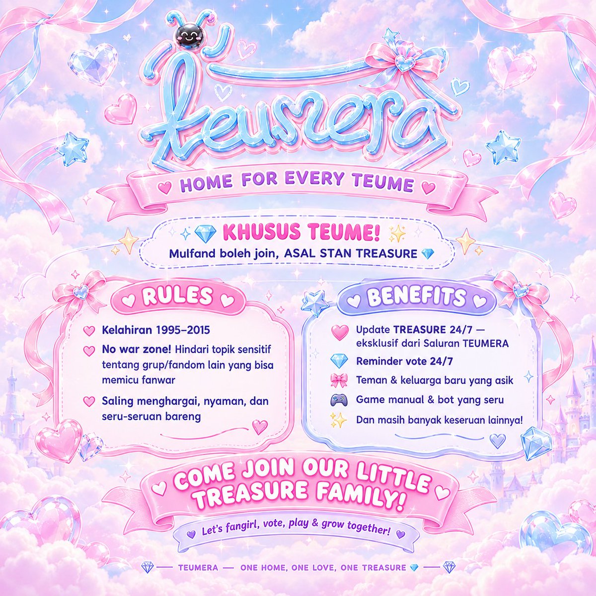 _sevenchill_'s tweet photo. Terbuka untuk fanboy dan fangirl 🫶☺ let's join us!
https://t.co/uvGlUg2lIa

#teume #teumenan #treasure #트레저 #트메 #gckpop https://t.co/F0XqfUnq6Y
