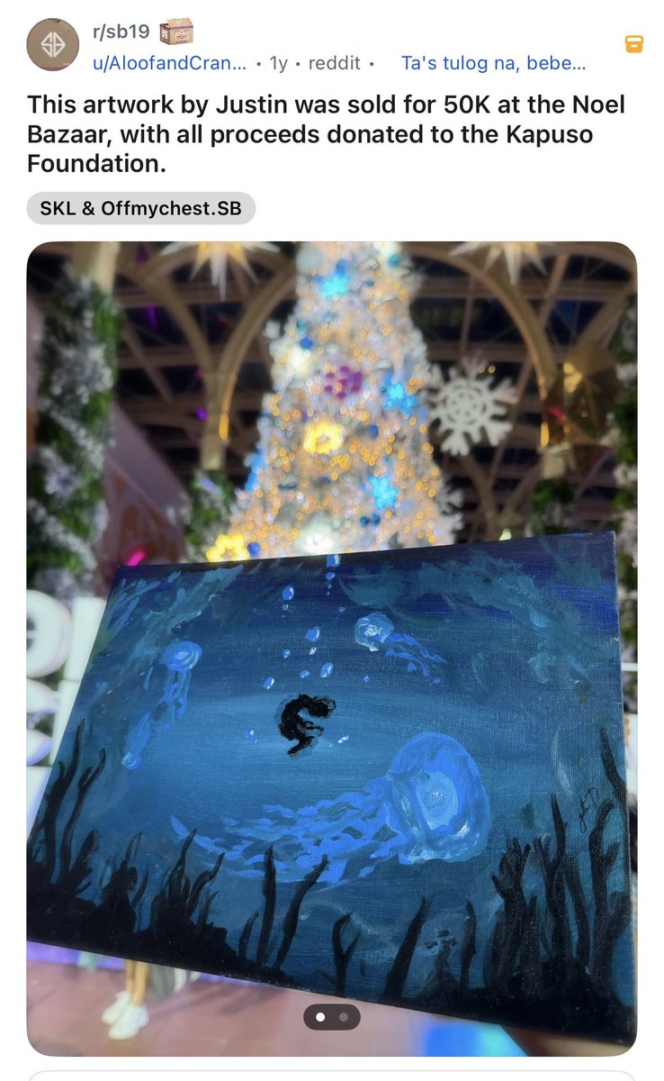 mastergaslayter's tweet photo. Wdym an A’TIN was willing to shell out a whopping 50k pesos for a single piece of Justin’s artwork? This fandom is truly amazing. Not only do these fans show up every damn time, they are also equally as charitable as SB19. And the best part? ALL PROCEEDS were DONATED! 

A’TIN never beating the mafias allegations. 🥹
SB19 the non-performative GOATs 🐐☺️