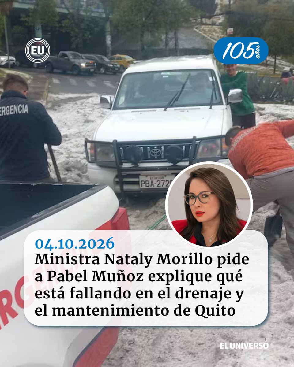 eluniversocom's tweet photo. https://t.co/QMegBb47dG ➡️ Ministra Nataly Morillo pide a Pabel Muñoz explique qué está fallando en el drenaje y el mantenimiento de Quito. Este domingo hubo una intensa lluvia en la capital que provocaron cierres viales e inundaciones en el norte de la ciudad. https://t.co/Hg3dR3v2OQ