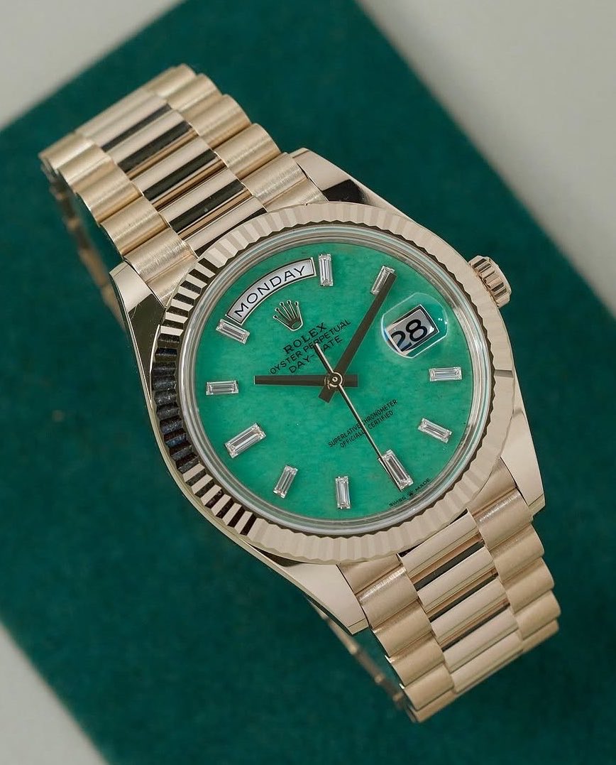 Rolexclocks's tweet photo. Rolex Day-Date green aventurine dial https://t.co/bLCZdcoR1K