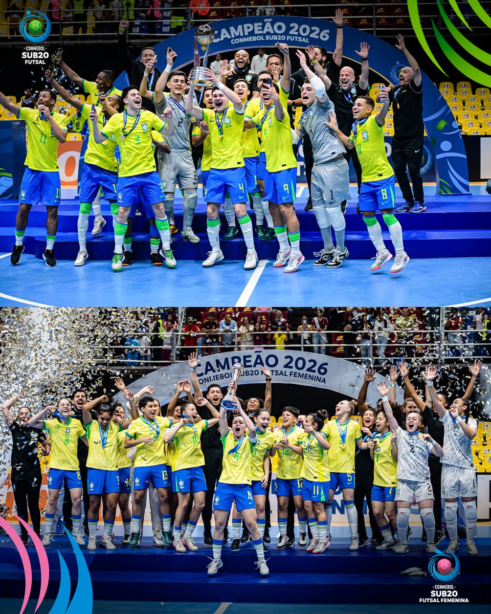 CONMEBOLtorneos's tweet photo. Hegemonia brasileira! 🔝🇧🇷
CONMEBOL #Sub20FS 🏆
CONMEBOL #Sub20FSFem 🏆 https://t.co/Y3uyKeom5M