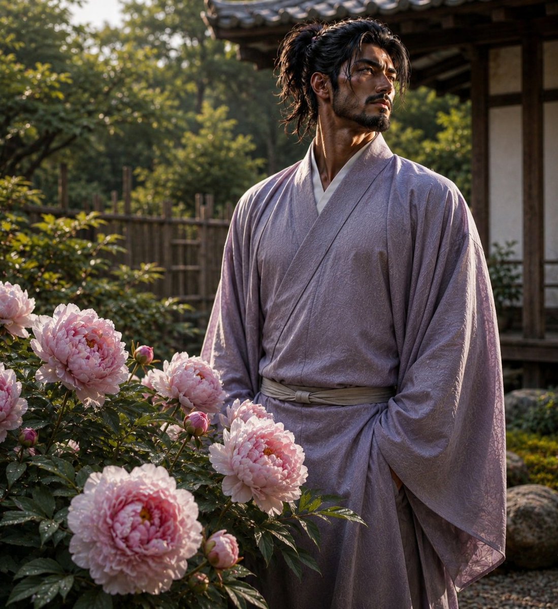 x9wub's tweet photo. 芍薬の花🌼と、宗貞(むねさだ)様 https://t.co/3oKIJYP1G0