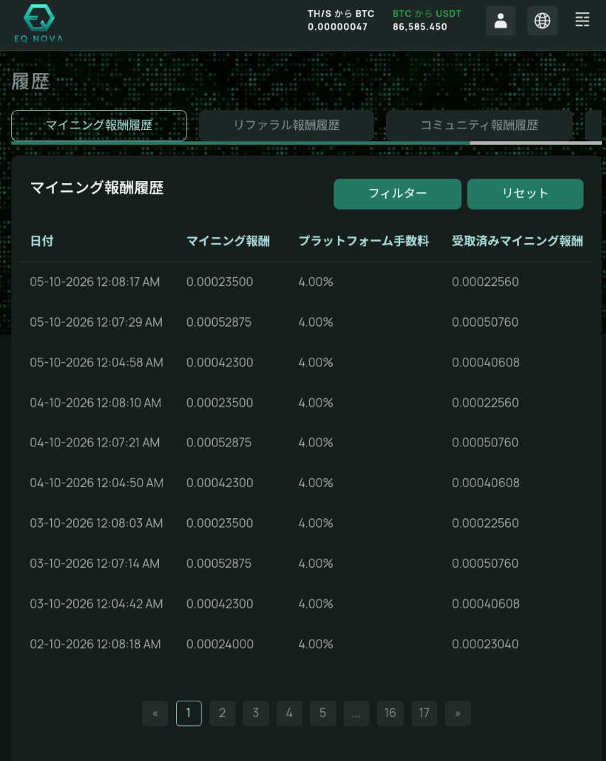 FutureFinanceJP's tweet photo. ビットコインマイニング🪏
🌳EQ NOVA🌳

▪️本日配当：0.00175447 BTC（約23,770円 / 日）
▪️月間推計：0.05263410 BTC（約71.3万円 / 月）

※1BTC＝$86,300 / 157円換算
※EQ NOVA残高：0.03009765 BTC（約40.7万円相当）

★毎日出金OK＆満期で元本返却の安心環境で運用中

#WeFi #XRP #収支報告 #暗号資産 #不労所得 #copyX