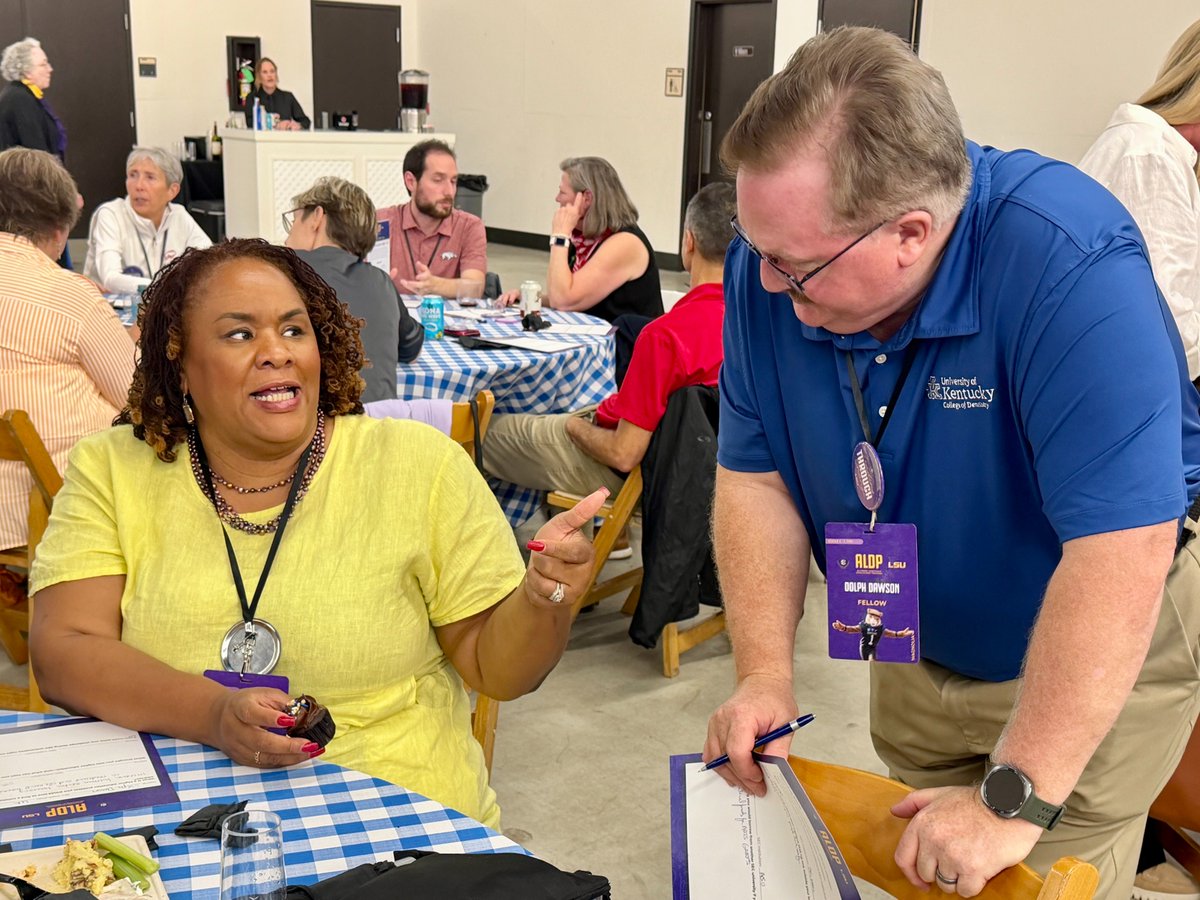 SECAcademics's tweet photo. The @SEC Academic Leadership Development Program is officially underway at @LSU! 🙌

The cohort gathered at an SEC-style (indoor) tailgate for the workshop's opening session, with a special welcome from @LSUgym legend D-D Breaux and Mike the Tiger. 🐯

#ItJustMeansMore https://t.co/n1H2e3dI4A