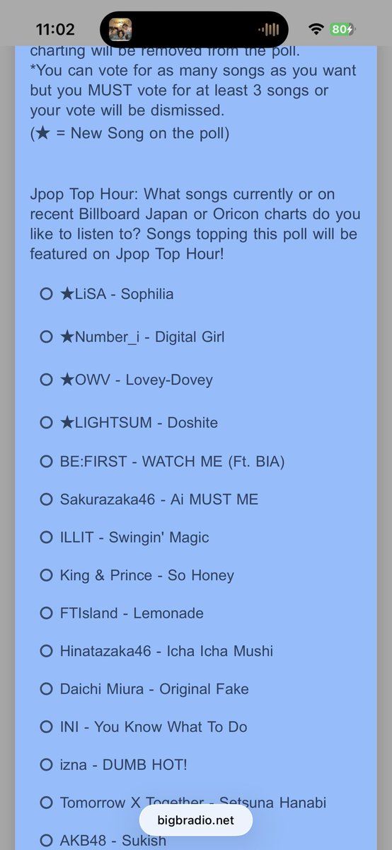05bkm09's tweet photo. DIGITAL GIRLとBUGS LIFE
2曲入りました
必ずあと1曲選んで3曲になるように
選んでVOTE
24hに1回リクエスト🉑
#Number_i_RadioRQ

https://t.co/D4AOydWZS8 https://t.co/KhvYRovaUS