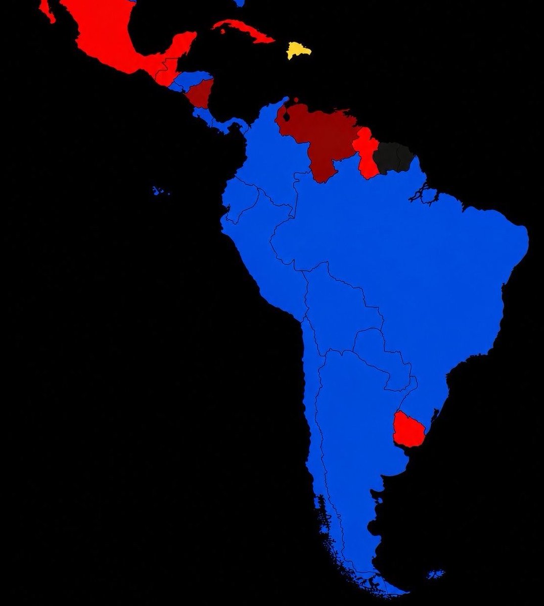 Javierito321's tweet photo. Así estaría el mapa de la derecha si pierde Lula, Venezuela todavía no se ha librado del asqueroso chavismo, pero lo hará: https://t.co/dcef6yb1K0