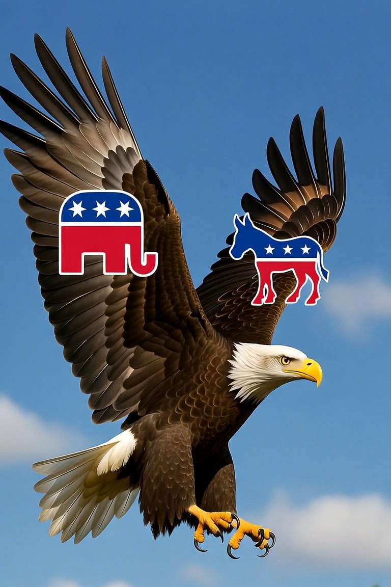 SirMannyAngel's tweet photo. @Sassafrass_84 Same bird.
Two different wings.
Same destination: America's ruination.
Same prey: The American People https://t.co/sQiFcU3F4o