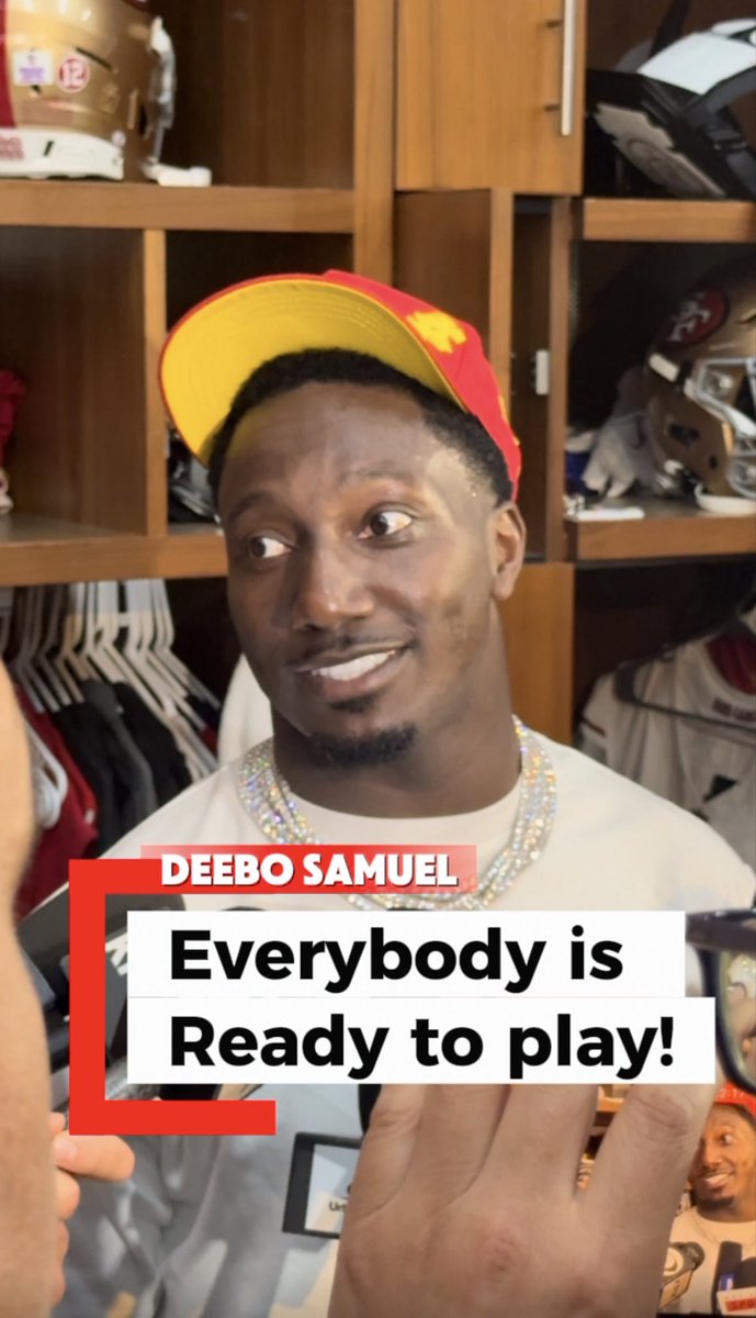 JimonBase's tweet photo. Deebo Samuel postgame from Levi’s 🎙️

On George Kittle coming up big, the 49ers battling through injuries, and why everyone has to stay ready when their number is called.

#49ers #DeeboSamuel #NFL #niners @mahhh_boiii https://t.co/7ak9PKD2cX