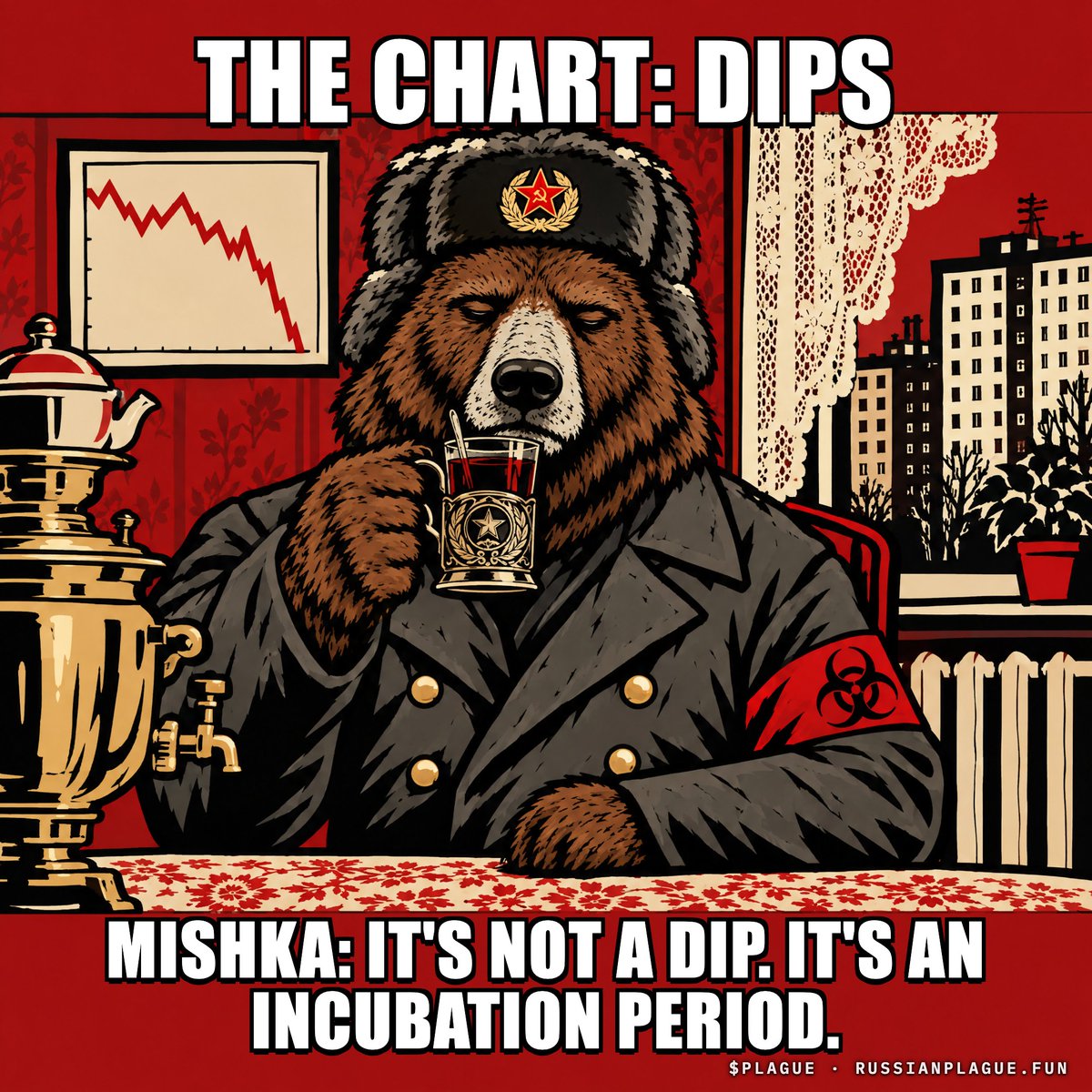 PlagueOnSol_'s tweet photo. Chart dips.

Mishka waits.

Incubation takes time. ☣️🐻

$PLAGUE https://t.co/IZHw29HAv7