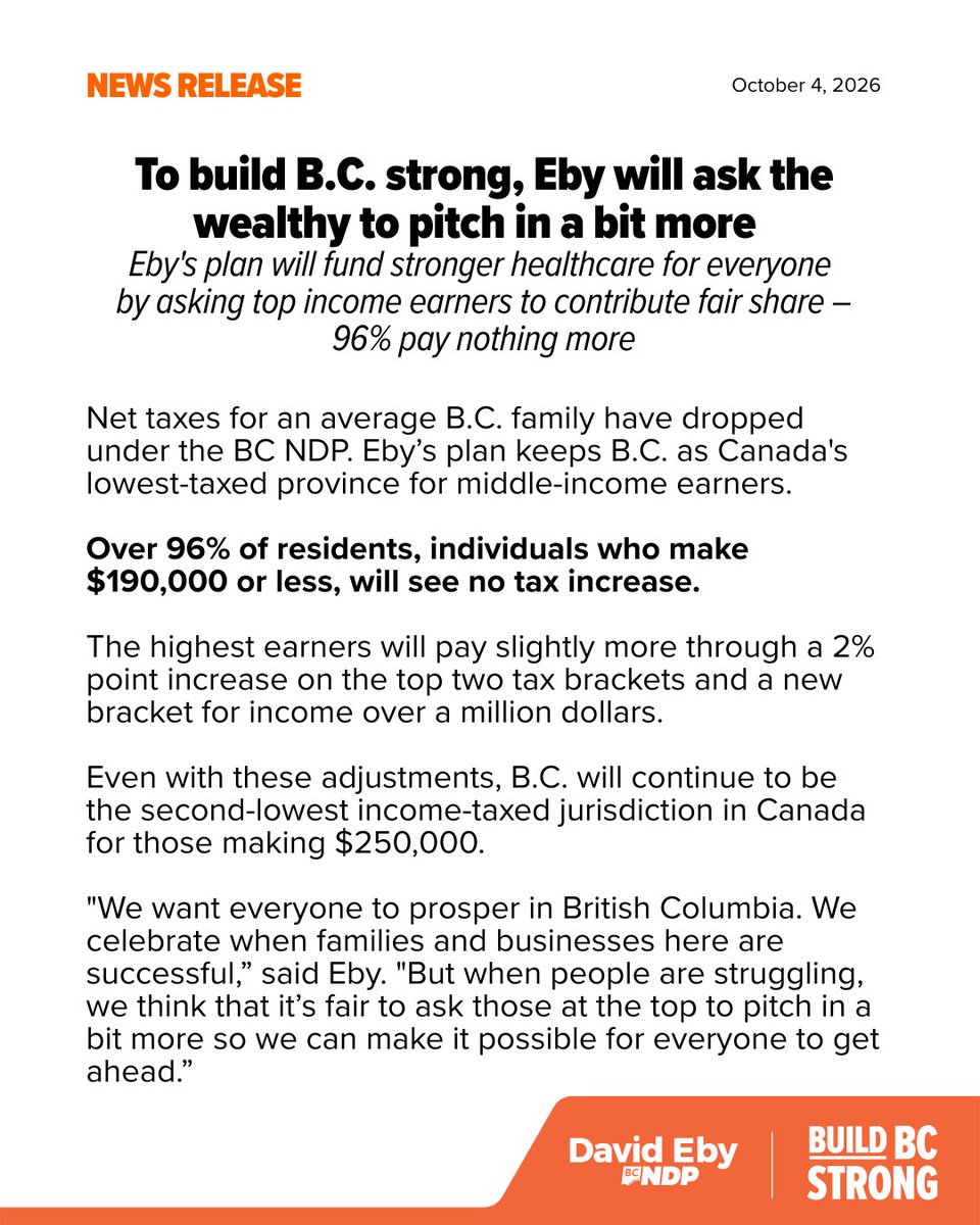 bcndp's tweet photo. #BREAKING: To build B.C. strong, Eby will ask the wealthy to pitch in a bit more https://t.co/Gh1X3xdXRd
