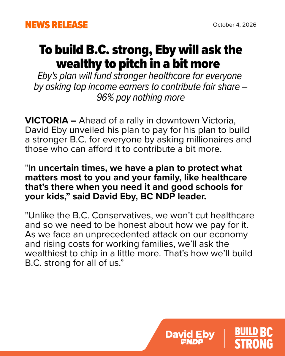 bcndp's tweet photo. #BREAKING: To build B.C. strong, Eby will ask the wealthy to pitch in a bit more https://t.co/Gh1X3xdXRd