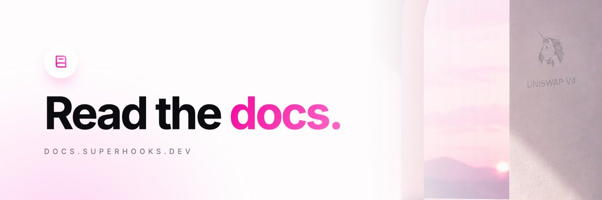 SuperHooksRH's tweet photo. You don’t need the docs to build a hook.

But if you want to understand how SuperHooks works, it’s all there.

· What a hook can and can’t do
· Why hook addresses are special
· A fee hook tested with real swaps
· All 194 stock tokens you can pair with
· $SHOOKS and holder tiers

Everything SuperHooks does, documented.

https://t.co/wfynnNnW2E