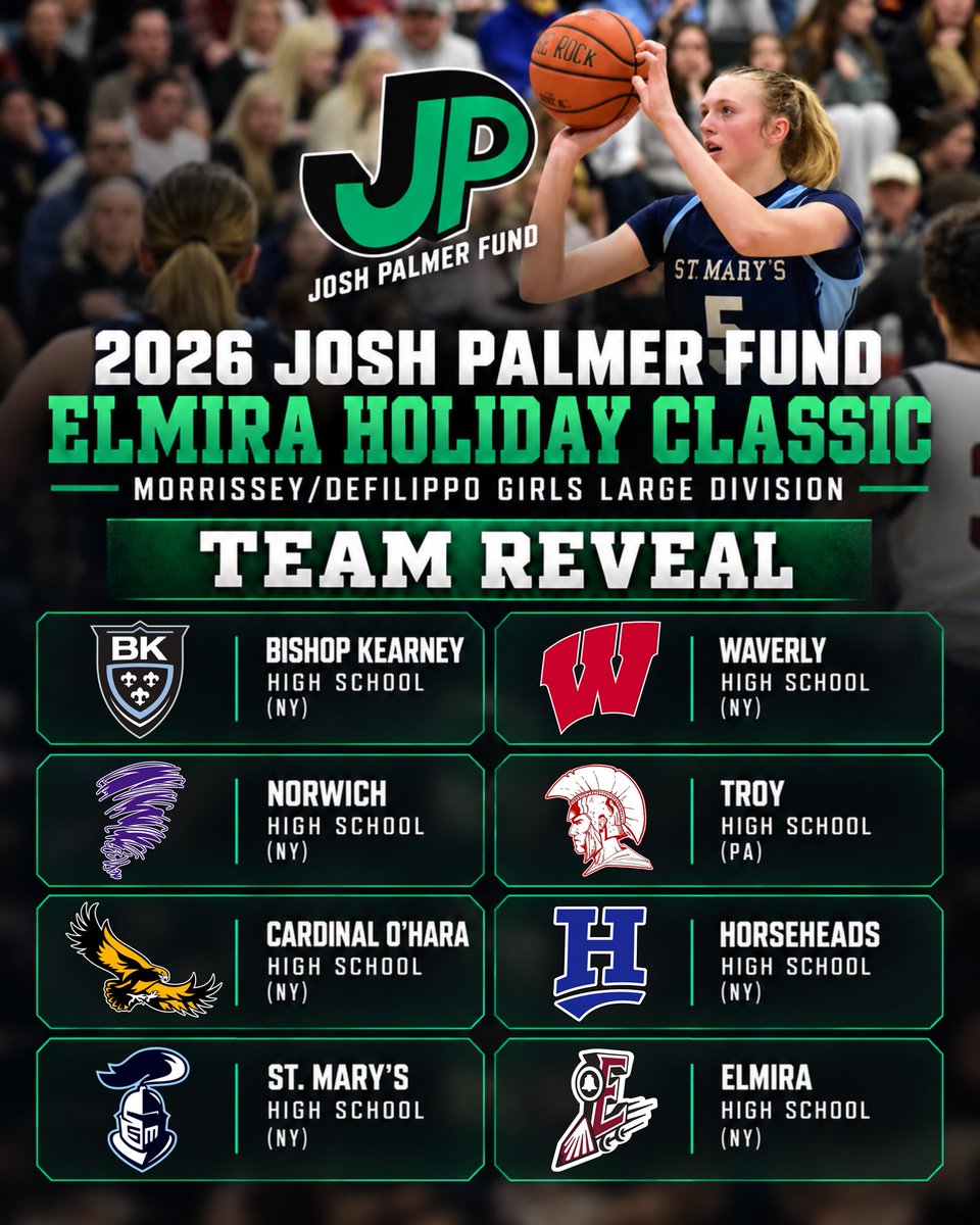 JPalmerFund's tweet photo. 🏀 The Morrissey/DeFilippo Girls Large Division is ready to go.

The defending champs @SMH_WBasketball return to defend there crown! And new to the field this year last years Section 4 Class A Champions @NorwichAthletic 

👀 BRACKET REVEALED TOMORROW AFTERNOON. (2/6) https://t.co/CfEWHBVrYU