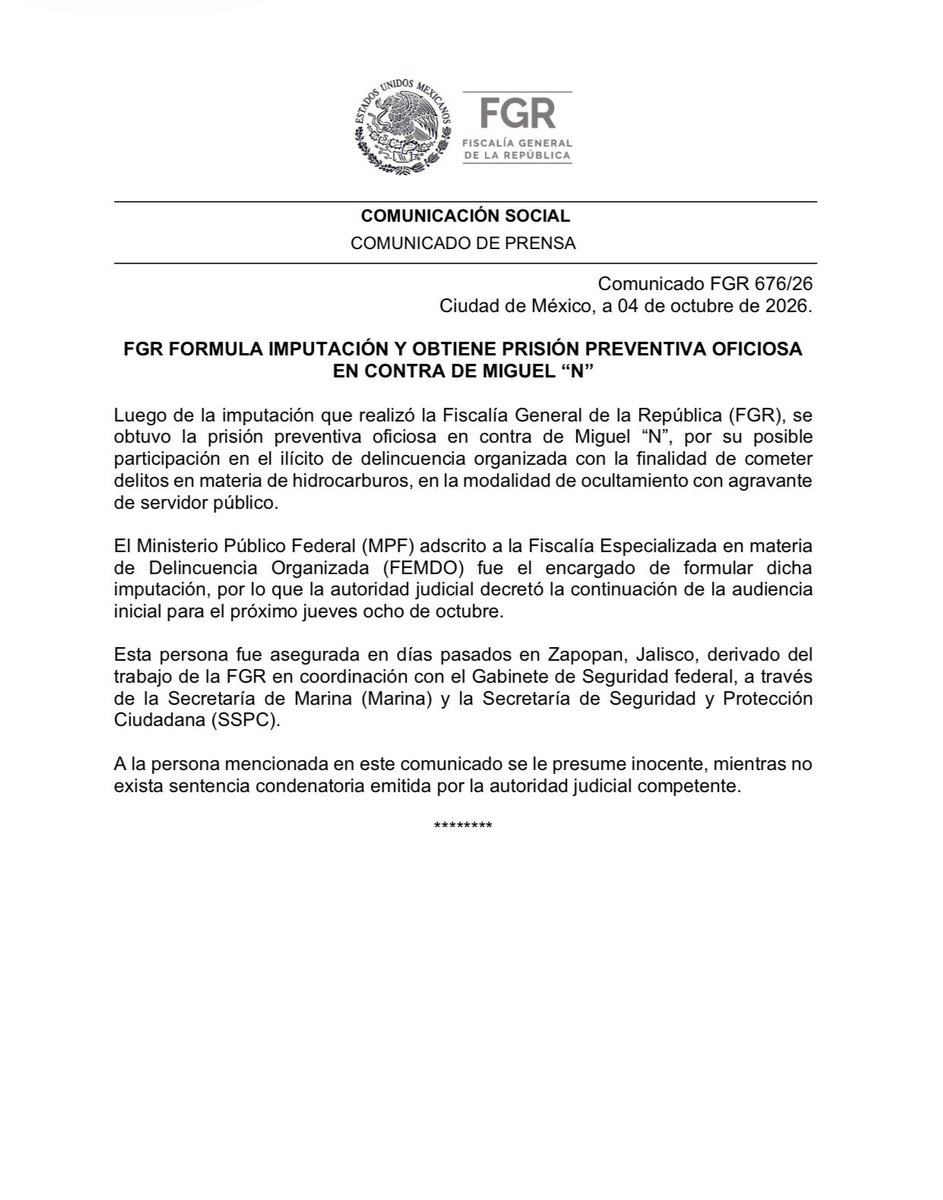 FGRMexico's tweet photo. #ComunicadoFGR https://t.co/UkfIQN0Bnq