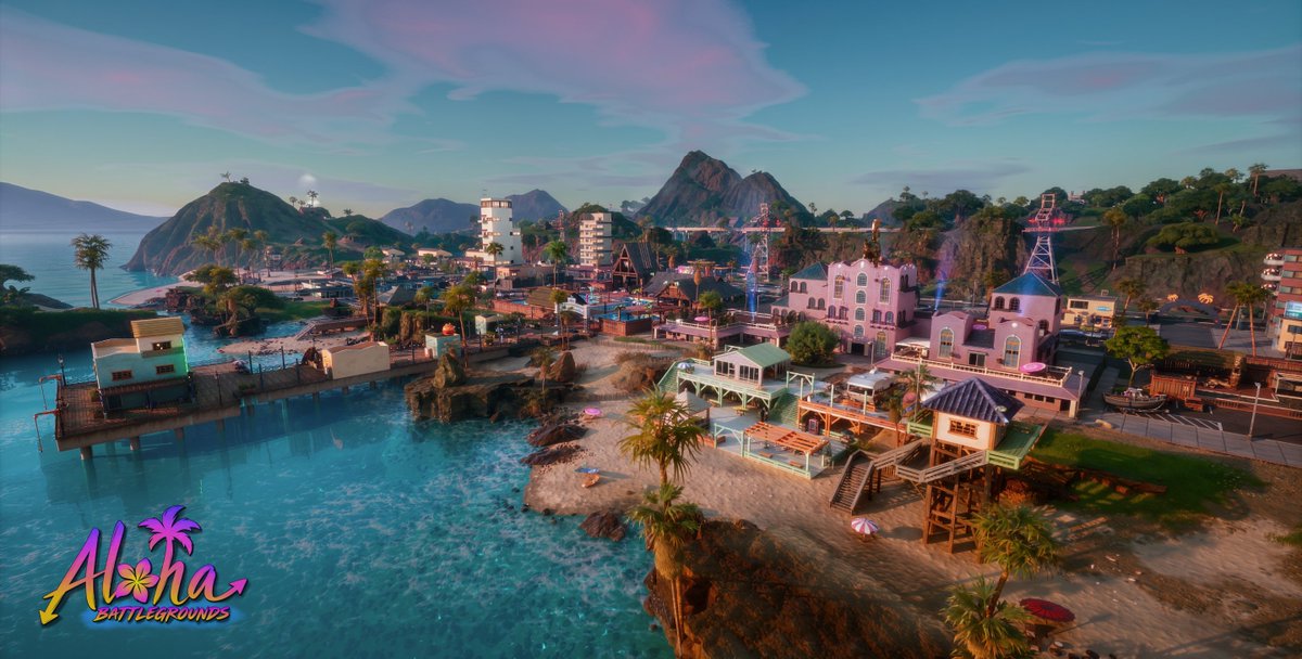 AlohaUEFN's tweet photo. Riptide Retreat - Based directly off of Honolulu in Hawaii. This is one of the main central POIs in Aloha Battlegrounds, as well as being among the largest.  

This POI will have its fair share of secrets. https://t.co/0ZiBFaOaaa