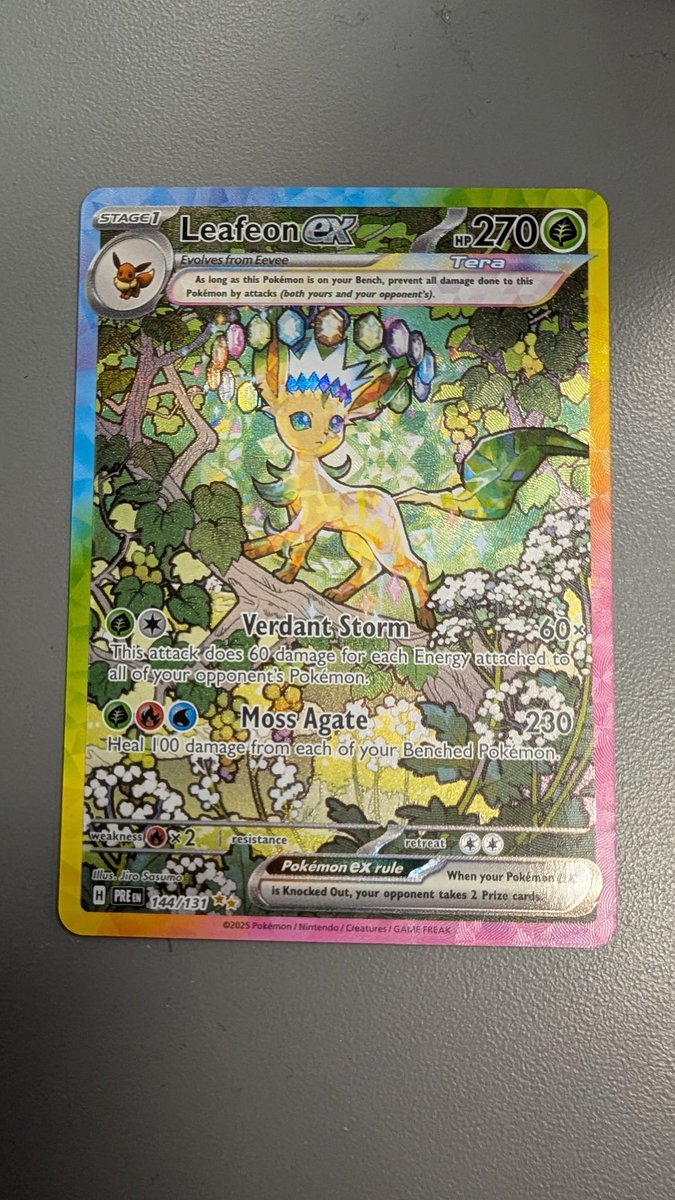 BuyBYBOCDBs's tweet photo. @iluvlexxi My first booster box had a demigod pack in it. I got the leafeon and he was graded psa 10 https://t.co/niwqkT0mqP