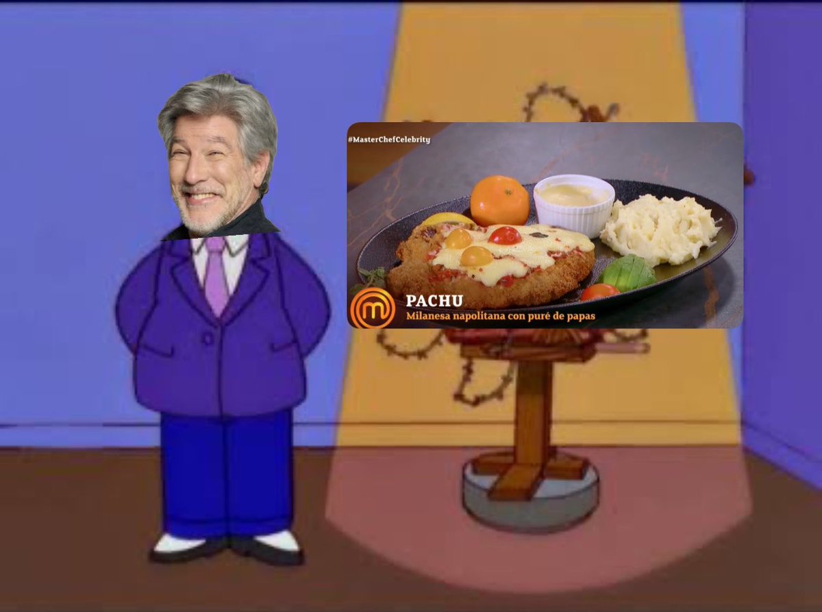 UnReTuit's tweet photo. Pachu presentando su plato en la gala de eliminación #MasterChefCelebrity https://t.co/6d5Xp9A8oo