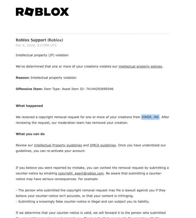 FunGames4ever's tweet photo. 48+ hours passed, as a second class developer, Roblox Copy Right agent just sent me the reply mention JOKER,INC without any explanation.
What makes it more ridiculous is My License of Pingu is still ACTIVE!

#robloxㅤ 
#RobloxCommunity 
#Robloxmoderation
#2ndclassRobloxDev https://t.co/8S5CmjBnUU