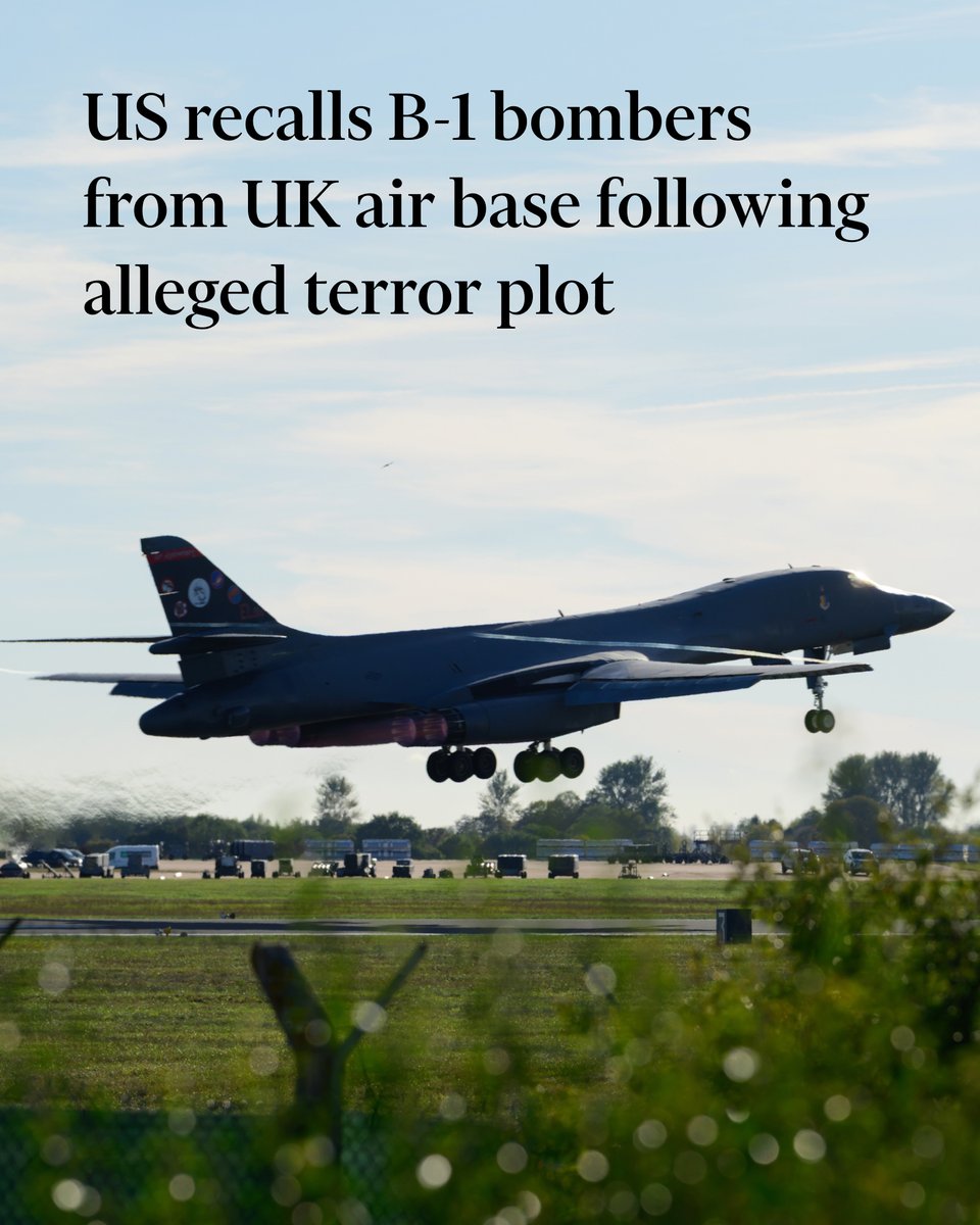 FT's tweet photo. The US has withdrawn B-1 bombers deployed to RAF Fairford after UK and American officials have claimed Iran was involved in an incident last week in which five British men were arrested. https://t.co/4o4oiYOjZ9 https://t.co/v4ecreAcIS