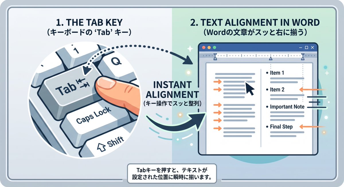 H_H_hello_PC_'s tweet photo. 【Wordで一発インデント（文字の配置落とし）Tabキー】
段落の頭を1文字分下げたい時や、箇条書きの位置を右にずらしたい時は【Tabキー】！
【Shift ＋ Tab】で左に戻ります。綺麗で見やすい書類作成の必須テクです👍
#Word講座 #書類作成 #東広島 https://t.co/BCerT1TdNJ