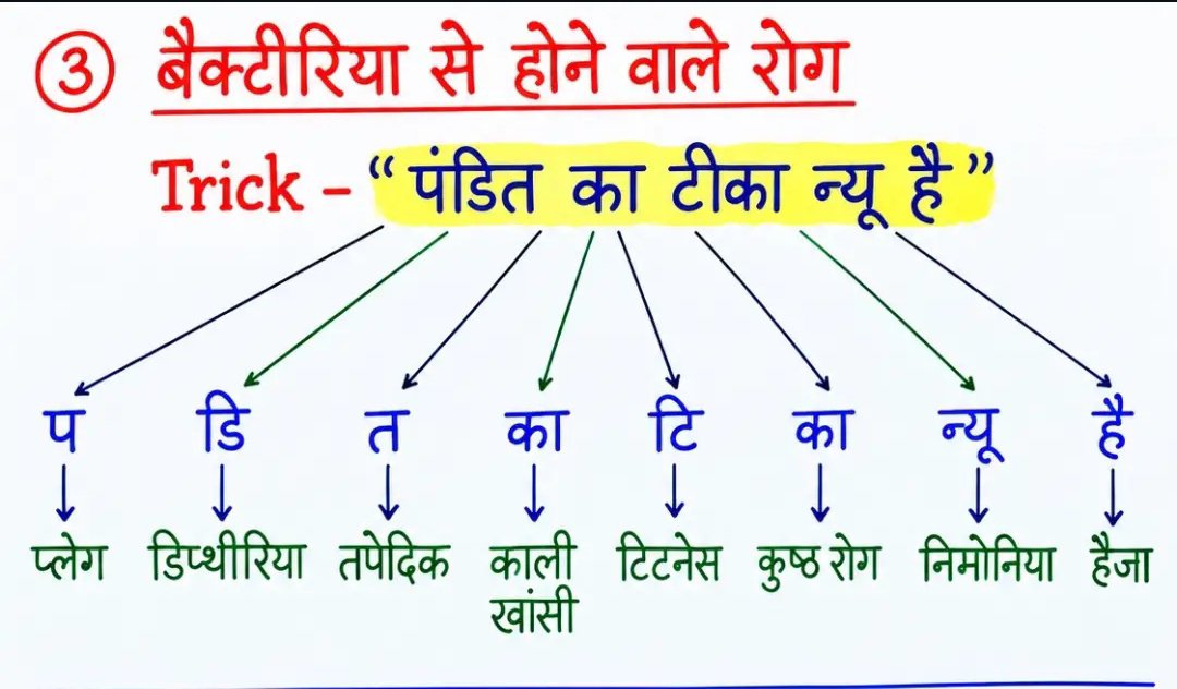 UPSCSCORE's tweet photo. बैक्टीरिया से होने वाले रोग ( याद करने का Trick)

PDF के लिए ज्वाइन करें टेलीग्राम चैनल 👇
https://t.co/hvG5uIrVEU https://t.co/dYaX9PPRO4