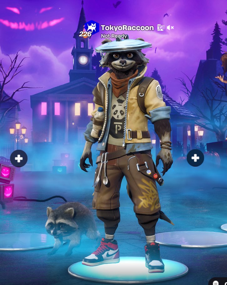 TokyoRaccoon's tweet photo. Al fin soy un mapache que tiene un mapache que puede usar Sprite de mapache grafiteando mapaches, todo en Fortnite https://t.co/c6IDNnE4CY