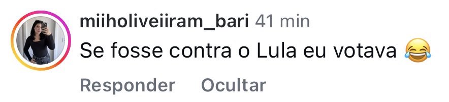 oiviti's tweet photo. meu post / o comentário

a direita hoje é isso aí https://t.co/lOG29hQ00o
