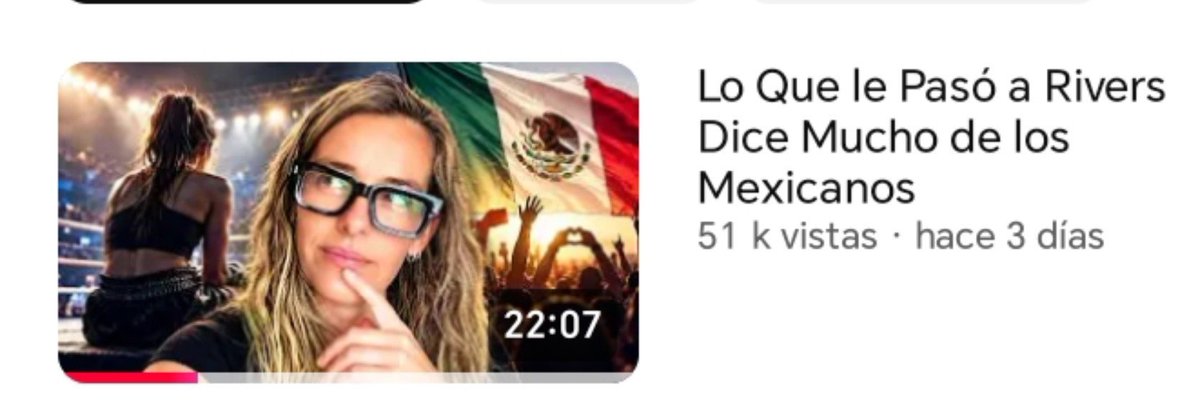 cerv_fer's tweet photo. Hola si ya terminaron de ver los videos de Rivers, les vengo a recomendar este análisis,  de Arquitecta Fran qué no habla en si del escándalo si no de algo más allá del suceso.
Y es curioso cómo lo explica neutral y a la gente qué no entiende del Mundo de streamers.
Una  cualidad, para mi, de Rivers es cómo llega a gente más allá del nicho 'streamers' 

'Me impresiona esa característica de los mexicanos, el aguante, su amor por su patria y cómo nunca se rinde, los jóvenes no ven el evento, ven a la persona, el patriotismo no solo es apoyar solo porque gana'