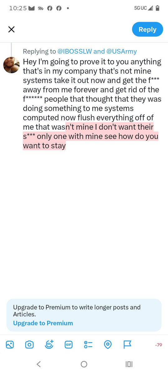 IBOSSLW's tweet photo. @USArmy Hey I'm going to prove it to you anything that's in my company that's not mine systems take it out now and get the f*** away from me forever and get rid of the f****** people that thought that they was doing something to me systems computed now flush everything off of me that wa https://t.co/MQm5z1kIJW