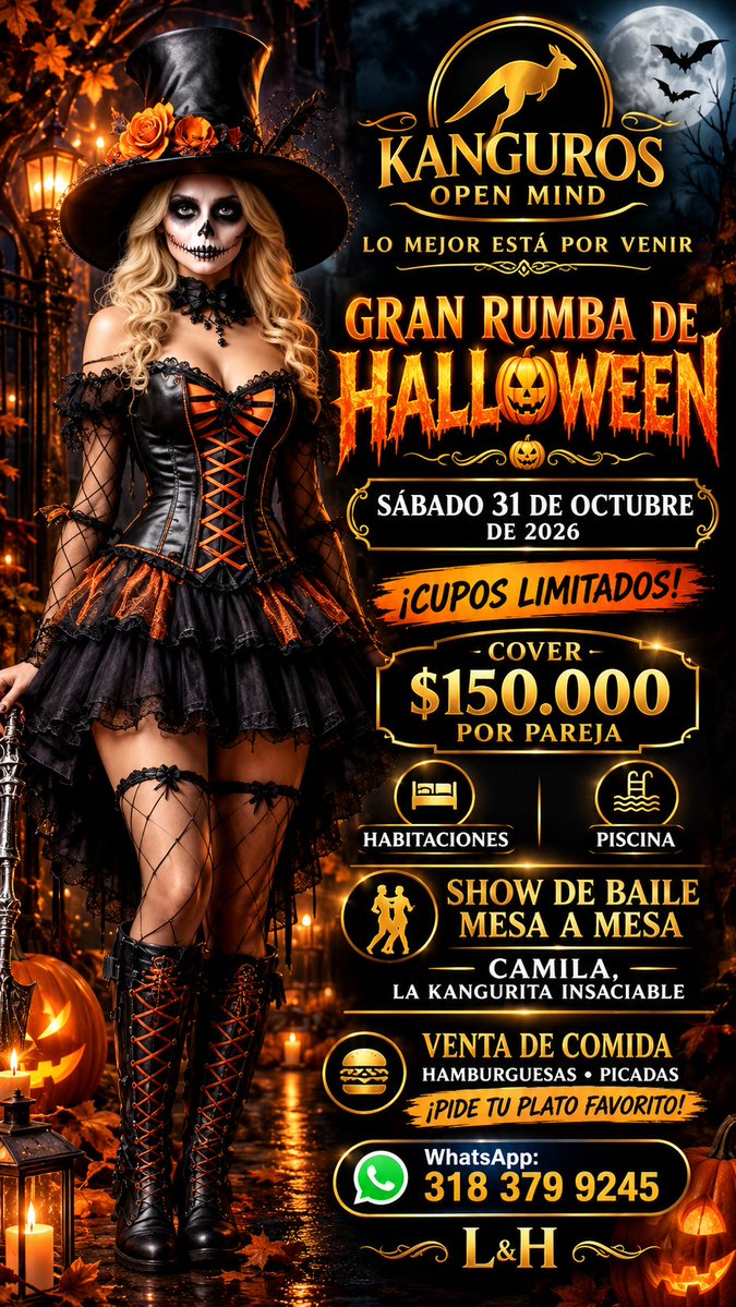 LeslyOpenMind's tweet photo. 🎃 KANGUROS OPEN MIND 🎃
✨ LO MEJOR ESTÁ POR VENIR ✨
🕸️ GRAN RUMBA DE HALLOWEEN 🕸️
📅 Sábado 31 de octubre de 2026
🔥 ¡La súper rumba esperada por todos! 🔥
💋 PARTICIPACIÓN ESPECIAL 💋
🔥 CAMILA, LA KANGURITA ATREVIDA 🔥
✨ Ven y déjate seducir... ✨
🏆 CONCURSO DE HALLOWEEN https://t.co/lXXX5PT9aQ