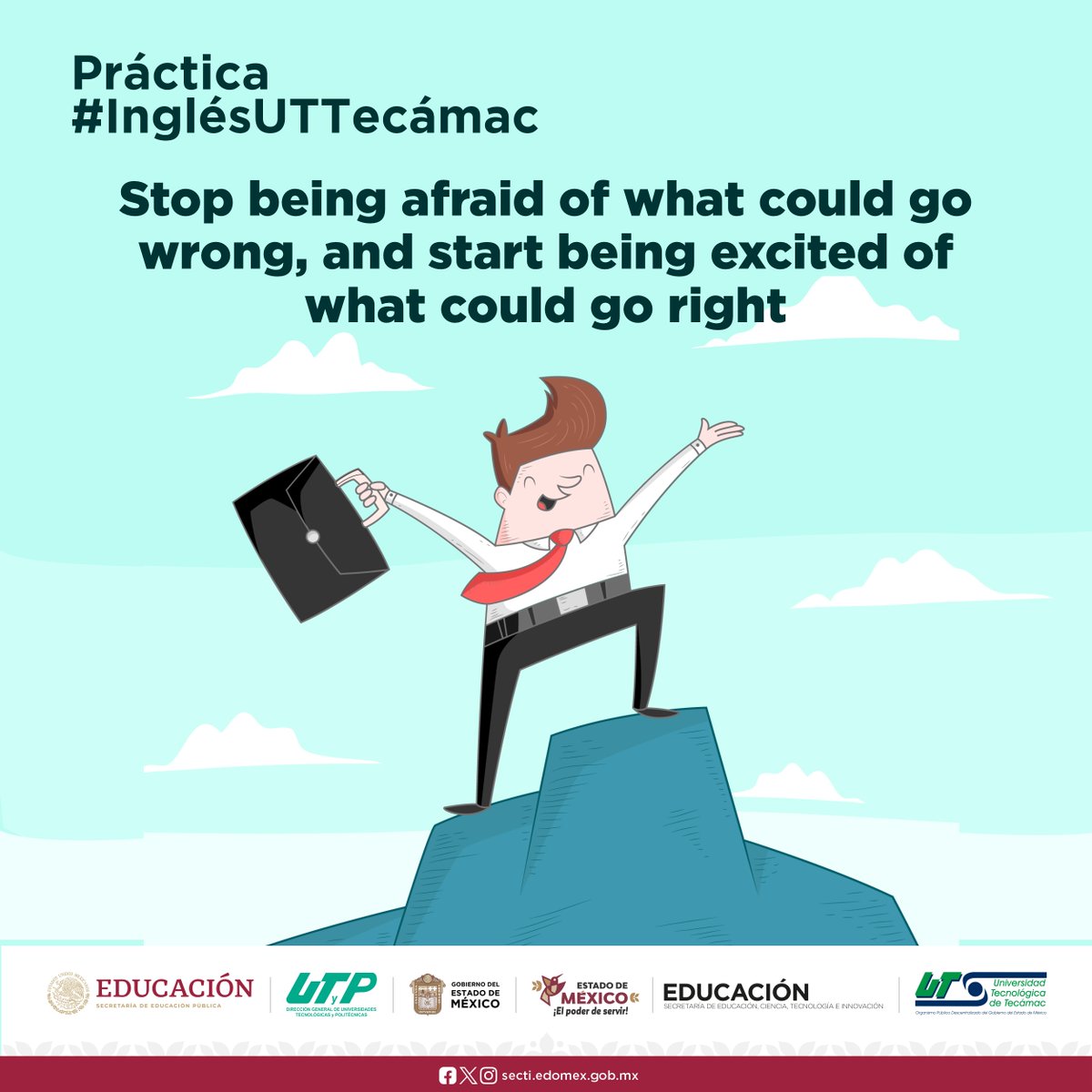 UTTECoficial's tweet photo. 🌟🦉 Lee y confía en tus posibilidades:
 “Stop being afraid of what could go wrong…”
 Menos miedo, más emoción por todo lo bueno que puede suceder, Lechuzo. 💚
#InglésUTTecámac #OrgulloUTTEC #Lechuzos #UTTEC https://t.co/druVbItQKb