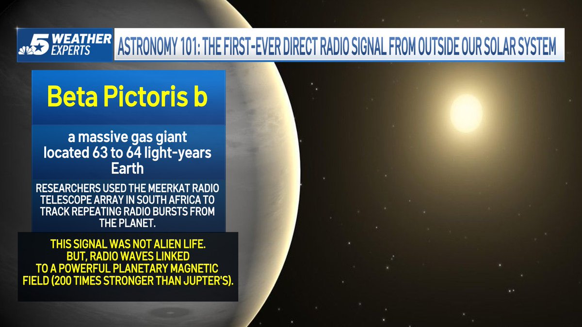 NBCDFWWeather's tweet photo. Did you know the first-ever direct radio signal from a planet outside our solar system was recently discovered? Join, NBC 5 Meteorologist Kevan Smith every Sun. night for Astronomy 101. Keep looking up! @nbcdfw @ksmithnbc5 #NBCDFWWeather @NBCDFWWeather  #NBCDFWAstronomy https://t.co/HZGFFwgpWU