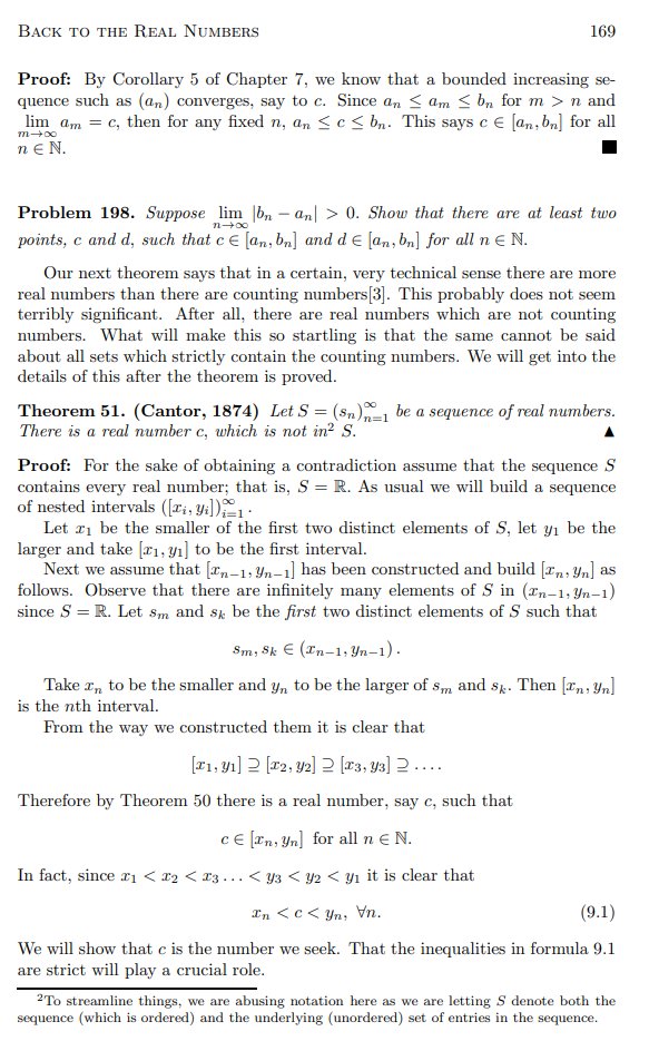 alz_zyd_'s tweet photo. This textbook makes such interesting pedagogical choices, relative to Rudin. It basically doesn't talk about open sets, or define continuous functions in terms of them. It introduces countable and uncountable sets really late, well after continuity, Bolzano-Weierstrass, etc https://t.co/TrUCpCknzp
