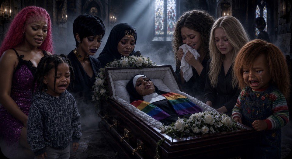 AllahMinaj's tweet photo. Funeral For @AllahMinaj is currently being held at 1982 Go Papa Lane, Gag City, Israel. She wanted all of her oomfs to attend, so they are all at the service to honor her. https://t.co/VR2nA2zKuy